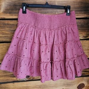 American Eagle Outfitters Rose Eyelet Mini Skirt